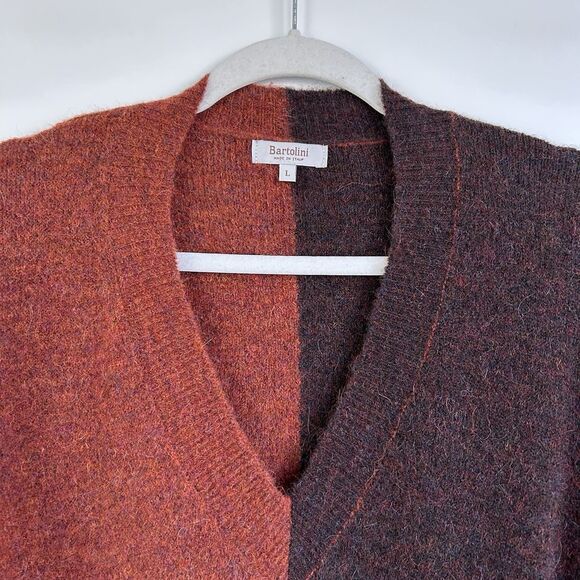 Bartolini Sweater Womens Large Alpaca Wool Blend Two Tone V Neck Made In Italy - Picture 2 of 9